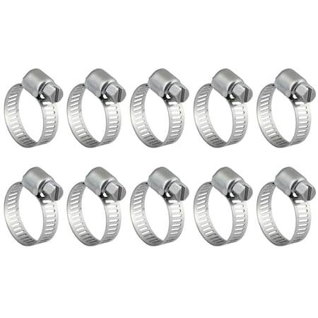 Grizzly Supply Mini Hose Clamp, SAE 4, 304 Stainless Steel, Zinc Screw, 1/4 to 5/8 in Clamping Dia, 10PK #4MP HC