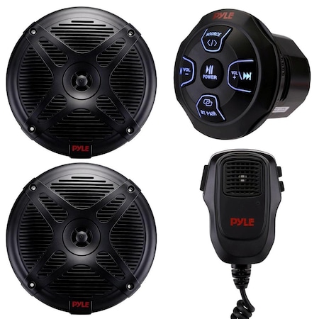 Pyle Marine Bluetooth Receiver Speaker Kit PLMRKT8BMIC