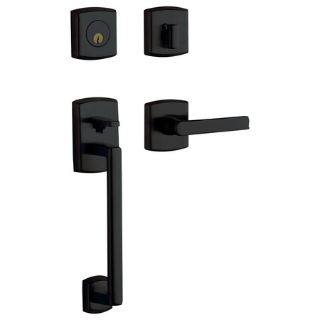 Baldwin Double Cylinder Entry Handlesets Satin Black 85386.190.LDBL