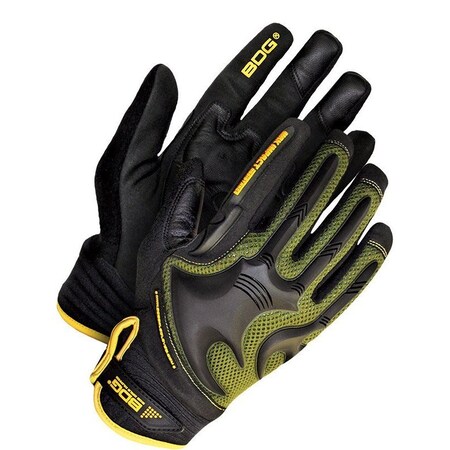 Bdg Mechanics Gloves, L Sz, Black/Yellow, PR 20-1-10740-L