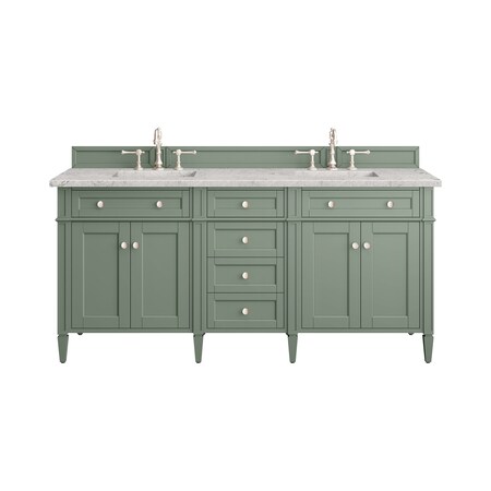 James Martin Vanities Brittany 72'' D Vanity, Smokey Celadon w/ Jasmine Pearl Top w/FreePower Wireless Charger 650-V72-SC-FEJP