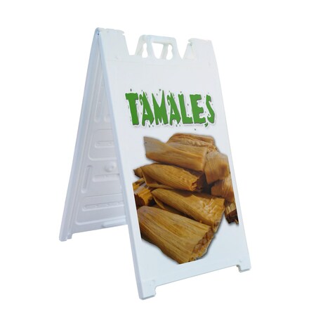 Signmission Tamales, A-Frame & 2 Sign Inserts, Heavy-Duty Plastic Frame SBHD-C-2436-Tamales
