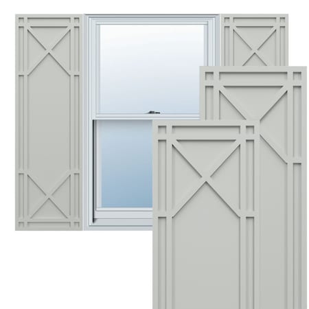 Ekena Millwork True Fit PVC Bungalow Fixed Mount Shutters, Hailstorm Gray, 18W x 57H, PR TFP001BG18X057ST