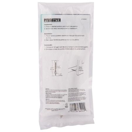 Prosource Light-Duty Door Stop, 3/4 in Dia Base, 3 in Projection, Plastic & Steel, Satin Nickel'' H61-Z013-PS