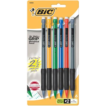 Bic Usa Matic Grip Asst Mechanical, 6PK BICMPGP61