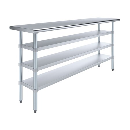 Amgood 18in D x 72in L Stainless Steel Table, Three Undershelves AMG WT-1872-3SH-Z
