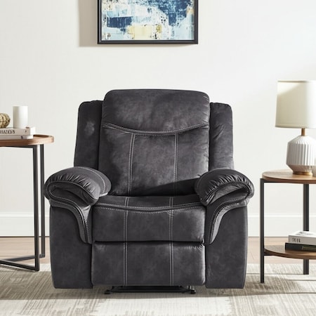 Homeroots 41" Granite Gray Fabric Power Recliner 563932