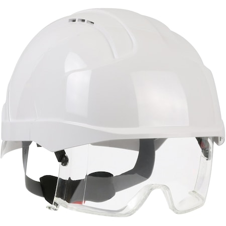 Jsp Type I, Vented Industrial Safety Helmet w/Lightweight ABS Shell, Integrated ANSI Z87.1 Eye Protection 280-EVLV-01W