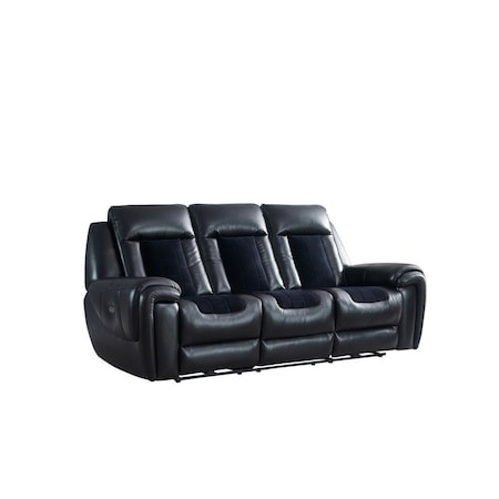 Homeroots 90" Black Reclining USB Sofa And Toss Pillow With Silver Legs 559204