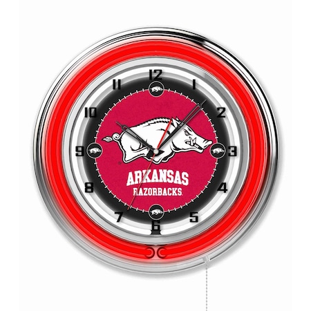Holland Bar Stool Co University of Arkansas Double Neon 19" Clock Clk19ArknUn