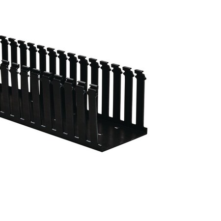 Hellerman Tyton Slotted Wall Wiring Duct, 4 x 4", 6 ft Sections, Non-Adhesive, PVC, Black, 60ft/ctn, 60PK 181-44020