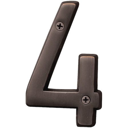 Hy-Ko Prestige Series House Number, Character: 4, 4 in H Character, Bronze Character, Solid Brass BR-42OWB/4