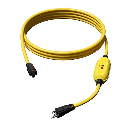 Zoro Select GFCI, Yellow, 26 ft, 1 Outlet, 12 AWG 875LD4