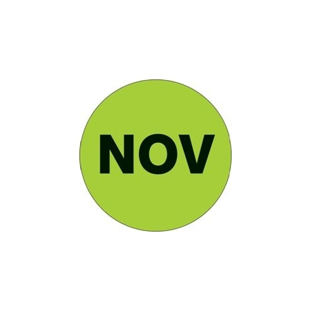 Bubblefast 2'' Circle - ''NOV'' Fluorescent Green Months of the Year Labels BFDL6747