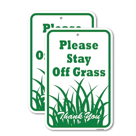 Signmission Please Stay Off Grass Thank You, 12'' X 18'' 2 Signs, Heavy Gauge Aluminum, 2PK A-1218-2PACK-24870