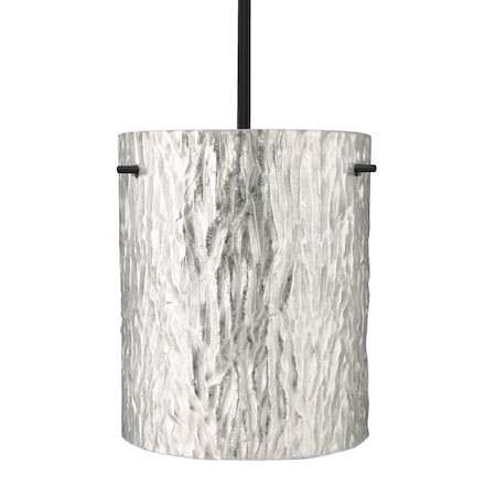 Besa Lighting Besa Tamburo 8 Stem Pendant, Stone Silver Foil, Black Finish, 1x 100W MAX E26 Base 1TT-4006SS-BK