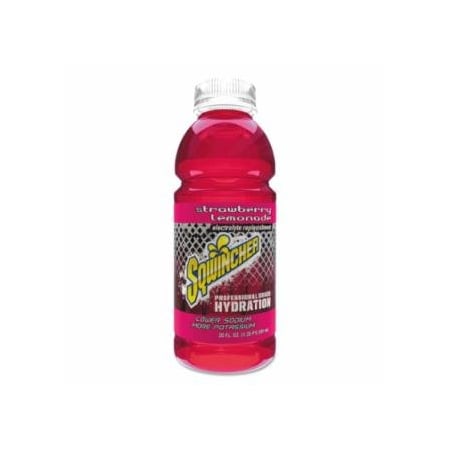 Sqwincher Ready-To-Drink, 20 oz, Wide-Mouth Bottle, Strawberry Lemonade, 24PK 690-159030536