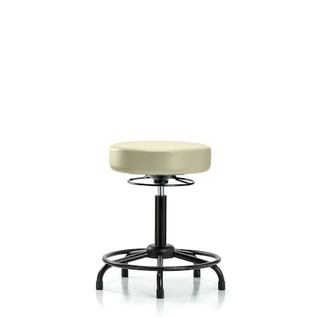 Blue Ridge Ergonomics Bench Stool, Med, Vinyl, RT, Glides, Wht BR-VMBSO-RT-RG-8501