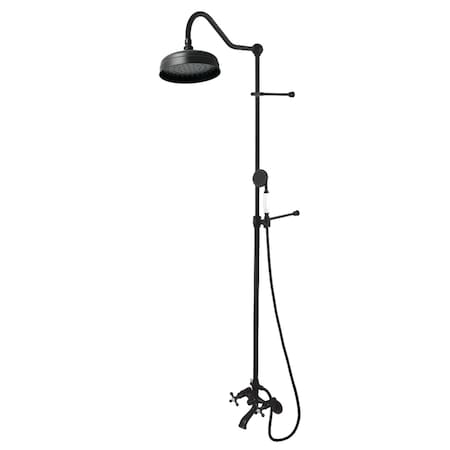 Kingston Brass Wall Mount Clawfoot Tub Faucet Package with Shower Combo and Hand Shower, Matte Black CCK2660
