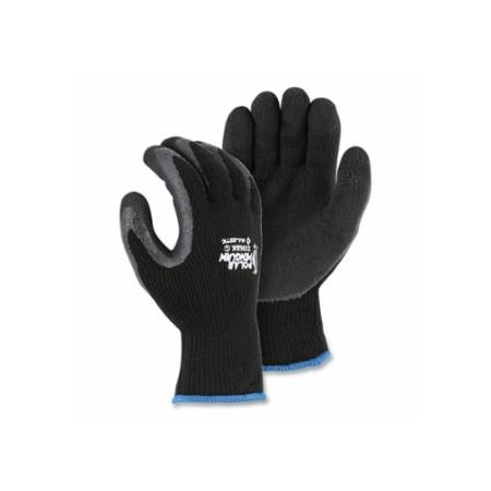 Polar Penguin Winter Gloves, 10/Large, Black with Gray Coating, 12PK 472-3396BK/10