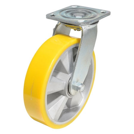 Vestil Polyurethane Swivel Caster 8 In. Diameter x 2 In. Width 1212 Lb. Capacity Yellow/Gray CST-PY-8X2PUA-S