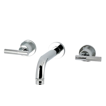 Kingston Brass Double-Handle Wall Mount Bathroom Faucet with Knurled Handle, Polished Chrome KS8121KNL