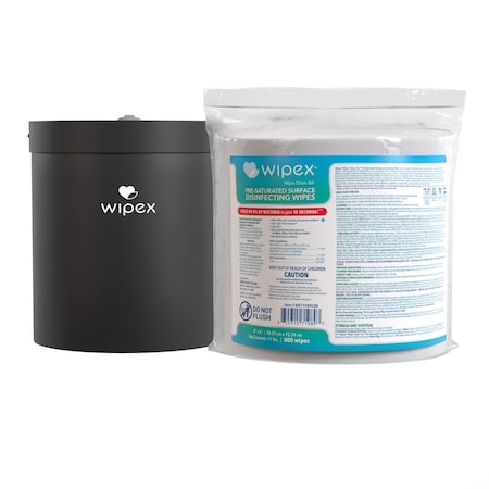 Wipex EPA-Registered Disinfecting Wipes 800ct Bundle, 1 Refill Roll + Black Wall Dispenser, 800 Wipes WX72269BWD1SDR