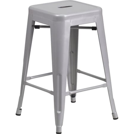 Flash Furniture 24" High Backless Silver Counter Height Stool CH-31320-24-SIL-GG