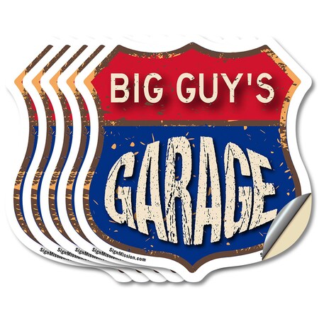 Signmission Big Guy's Garage, 4 inch X 4 inch, Vinyl Decal, 5PK SHI-D-5PACK-4-383-BIG GUY