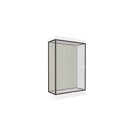 Ghent Lighted Floor Display Case 48x76x20, 6" Base, Bronze 92LFWH-BZ-WHT