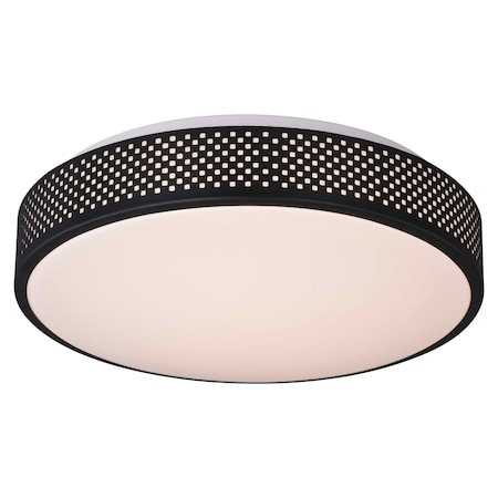 Vaxcel Anson 13.5-in W Integrated LED Black Mesh Flush Mount Ceiling Light Fixture White Shade C0274