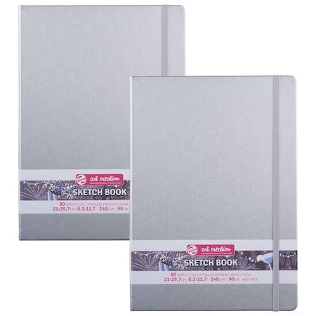 Talens Art Creation Sketchbook, 80 Sheets, 90lbs, Shiny Silver Cover, 8.3'' x 11.7'' (A4), 2PK 9314043M