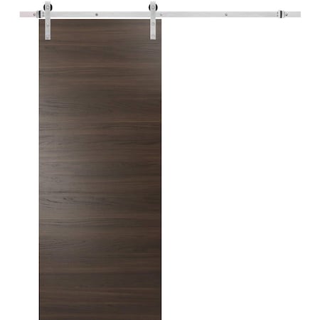 Sartodoors Sturdy Barn Door with Hardware, Planum 0010 Chocolate Ash, 6.6FT Rail Hangers Heavy Set, Modern Sol PLANUM0010BD-S-CA-18