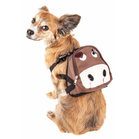 Petpurifiers Mooltese Large-Pocketed Compartmental Animated Dog Harness Backpack, Brown - Medium PE3164113