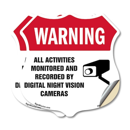 Signmission Video Surveillance Shield Label Set Warn, 12 inch X 12 inch, Vinyl Decal, 2PK SHI-D-2PACK-12-467