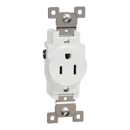 Square D Straight Blade Receptacle, 5-15R, 15 A, 125V AC, 2 Pole, Flush Mount, Grounded SQR42100WH