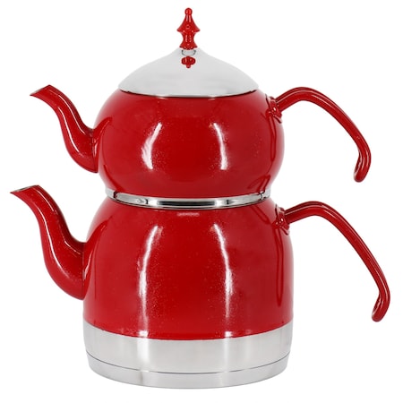 Korkmaz Rena 1.1 Liter Tea Pot and 2.4 Liter Kettle Set in Red A226-01