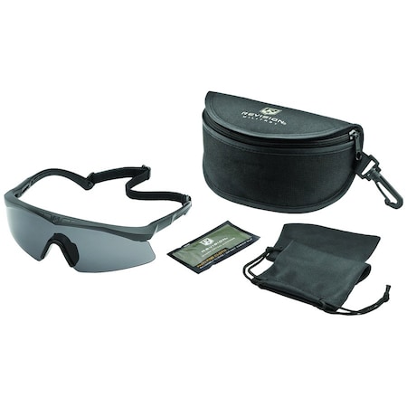 Revision Military Safety Glasses, Anti-Fog & Anti-Scratch, Clear Lens, Black Frame 4-0076-9627