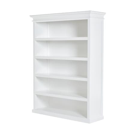 Homeroots 77" Antiqued White Solid Wood Five Tier Bookcase 523196