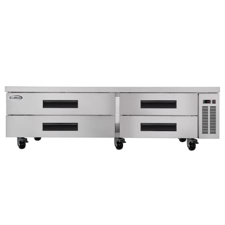 Koolmore 84 in. Commercial Chef Base Refrigerator Storage Cabinet, Pull-Out Drawers, Rolling Caster Wheels KM-BR-844D