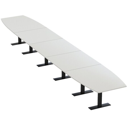 Skutchi Designs 22ft Conference Table With Power Unit | 22 Person Modular Boat Meeting Table | Harmony Series HAR-BOT-48X264-T.BK-U779-NA