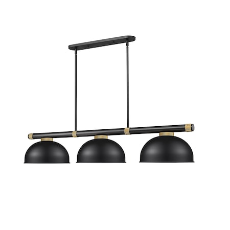Z-Lite Vanguard Matte Black + Rubbed Brass 3 Light Billiard 3050-3MB-RB-D13MB