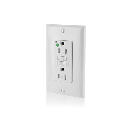 Leviton Self-Test GFCI Receptacle, Hospital Grade, 15 Amp, 125 Volt, 5-15R NEMA GFTR1-HGW