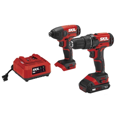 Skil 20V PWR CORE Cordless Brushed 2 Tool Drill/Driver and Impact Driver Kit CB739001