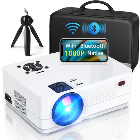 Wrightmaster 1920 x 1080 Full HD LCD Portable Projector with 12000 Lumens, 300" Display, White ZR-S3