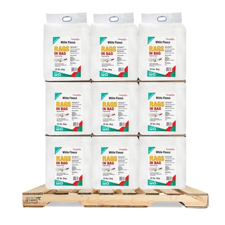 Supremeplus Recycled White Sweatshirt Cleaning Rags 25 lbs. Bag, 1000 lbs. Pallet, 40 x 25 lbs. Bags, 40PK SP-9633