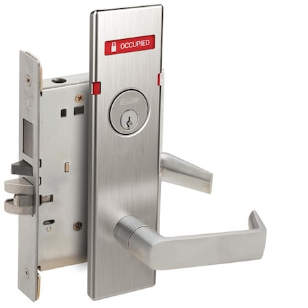 Schlage Storeroom Mortise Lock with Deadbolt, 6-Pin Full Face Mortise Cylinder, 06N Design, VACANT/OCCUPIED L9480P 06N 626 OS-OCC