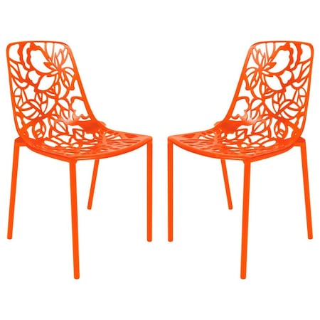 Leisuremod Modern Devon Aluminum Chair, Orange, 2PK DC23OR2