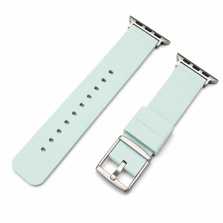 Elegani Replacement Rubber Watch Replacement Band Compatible with Apple Watch 40mm, Lake Blue, Silver Buckle OMGSWT-LKBL-40