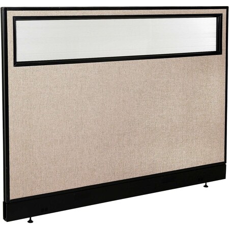 Global Industrial Interion Office Partition Panel with Partial Window and Pass-Thru Cable, 60-1/4"W x 46"H, Tan 694756WPTN